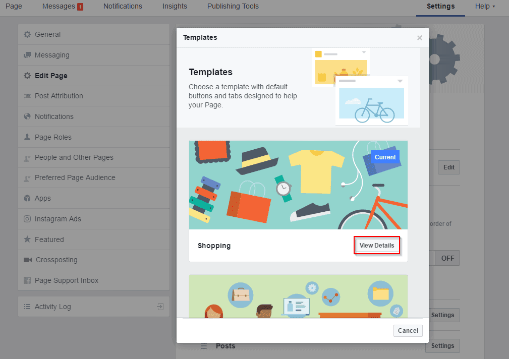 Facebook Enable Edit Page View Details