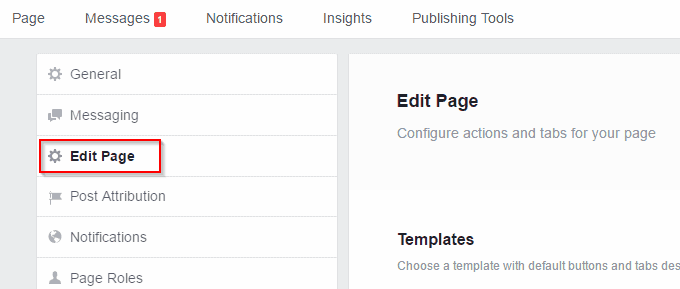 Facebook Enable Edit Page