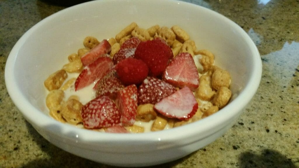 cereal with soy milk raspberry strawberry