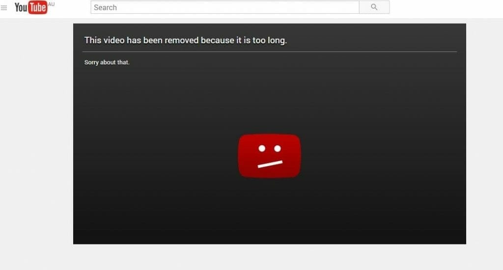 YouTube Video Too Large