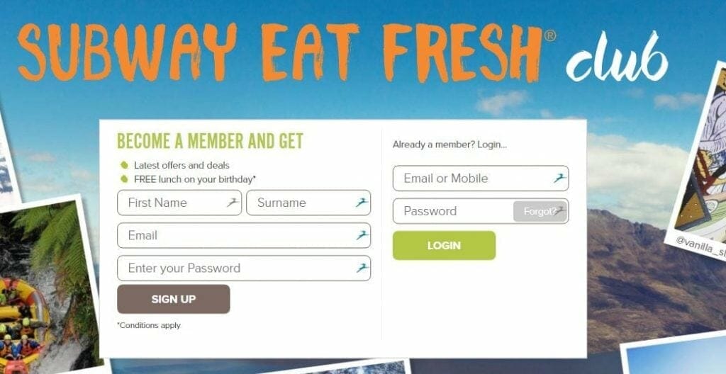 Subway Australia - Free Birthday Gift Register