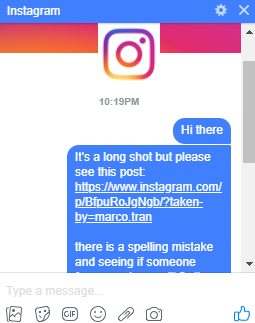 Marco Tran - Instagram Spelling Mistake Somone Facebook Chat