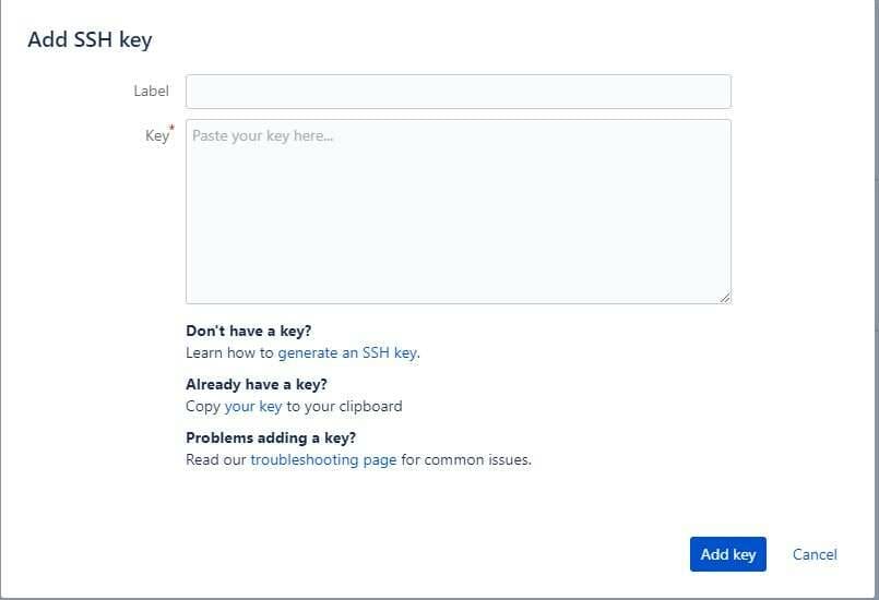 Bitbucket Settings SSH keys Add Key Details