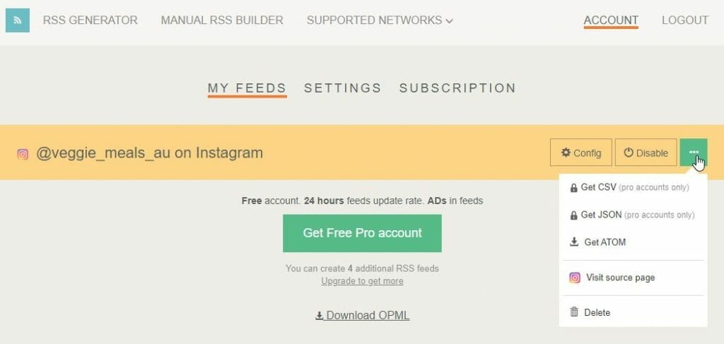 Veggie Meals Vegan Vegetarian Fetch RSS instagram my feeds