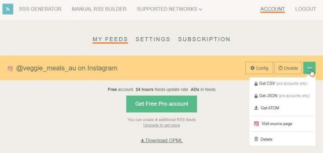 Veggie Meals Vegan Vegetarian Fetch RSS instagram my feeds