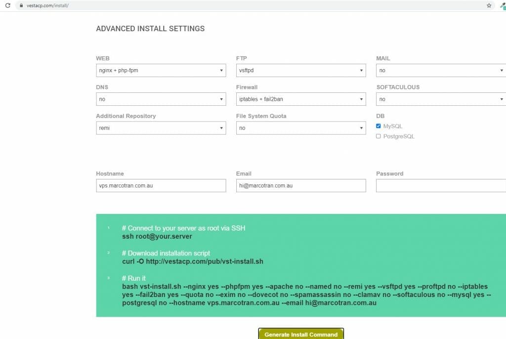 Marco Tran The Simple Entrepreneur VestaCP Featured Settings