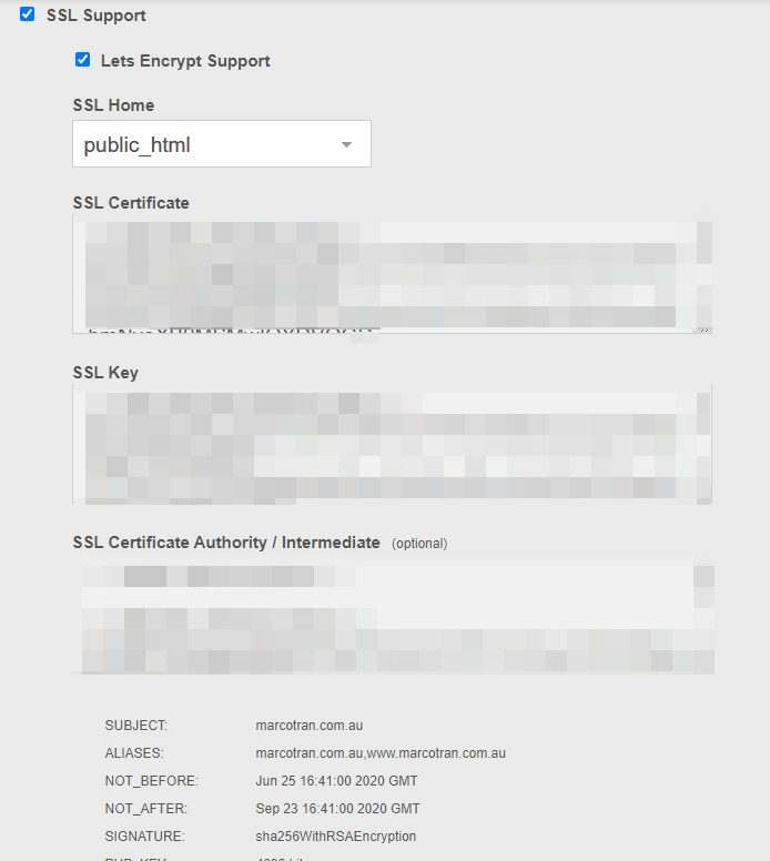 Marco Tran The Simple Entrepreneur VestaCP Website SSL Lets Encrypt Certificate Keys