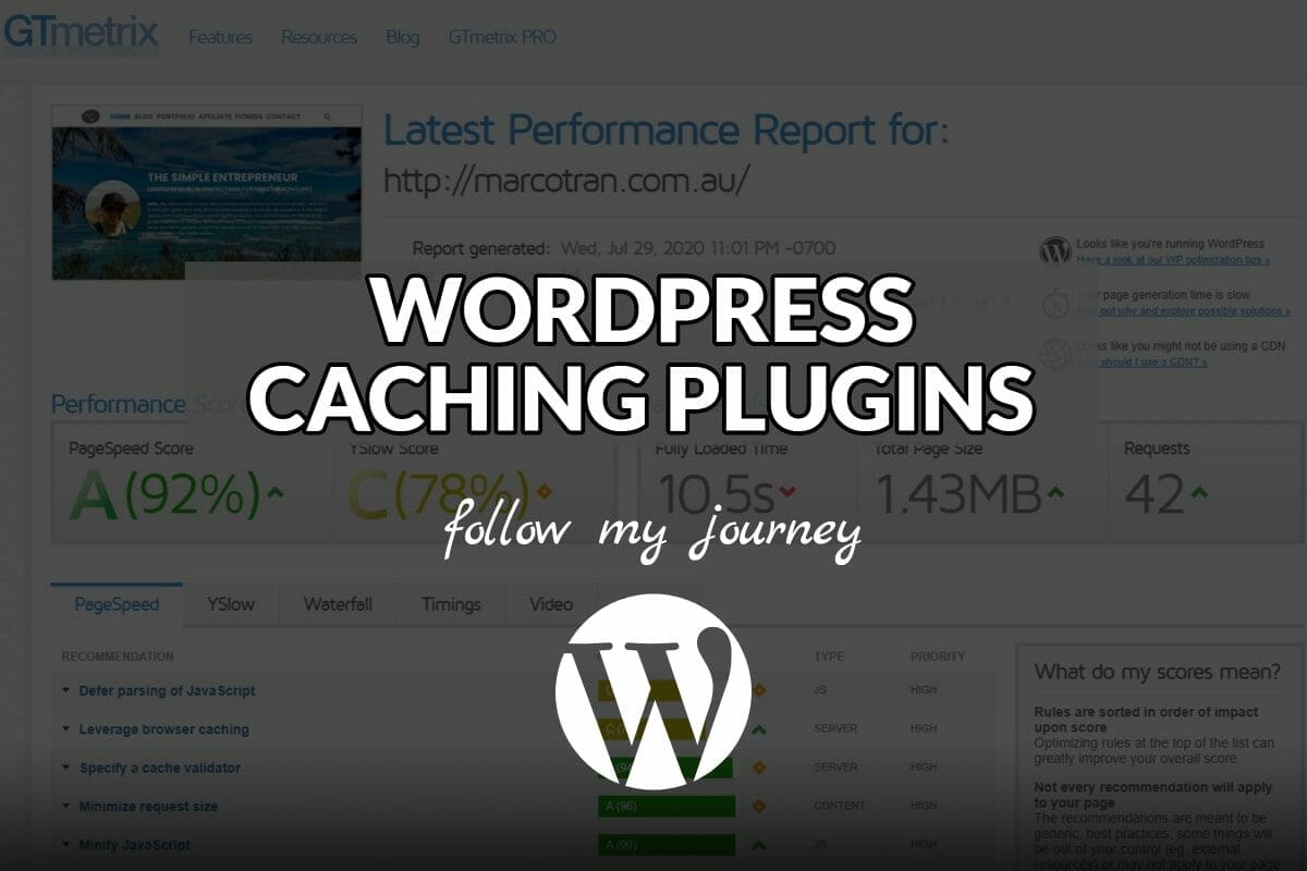 Marco Tran The Simple Entrepreneur WORDPRESS CACHING PLUGINS