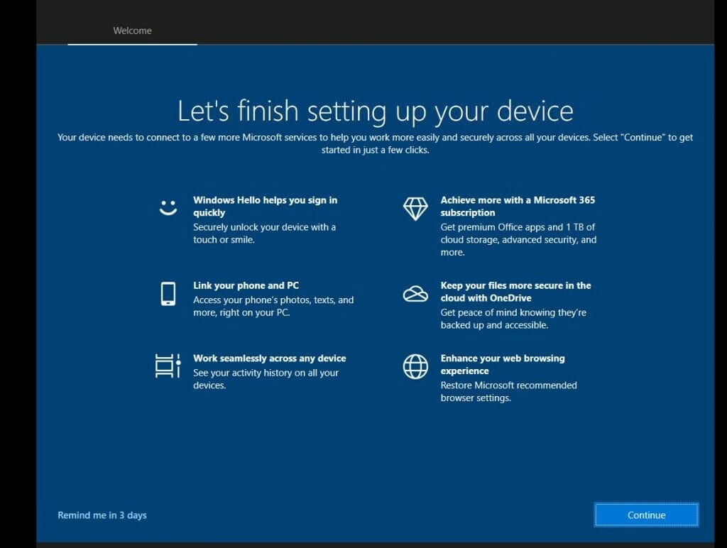 HOW TO FIX LETS FINISH SETTING UP YOUR DEVICE WINDOWS 10 WELCOME SCREEN The Simple Entrepreneur