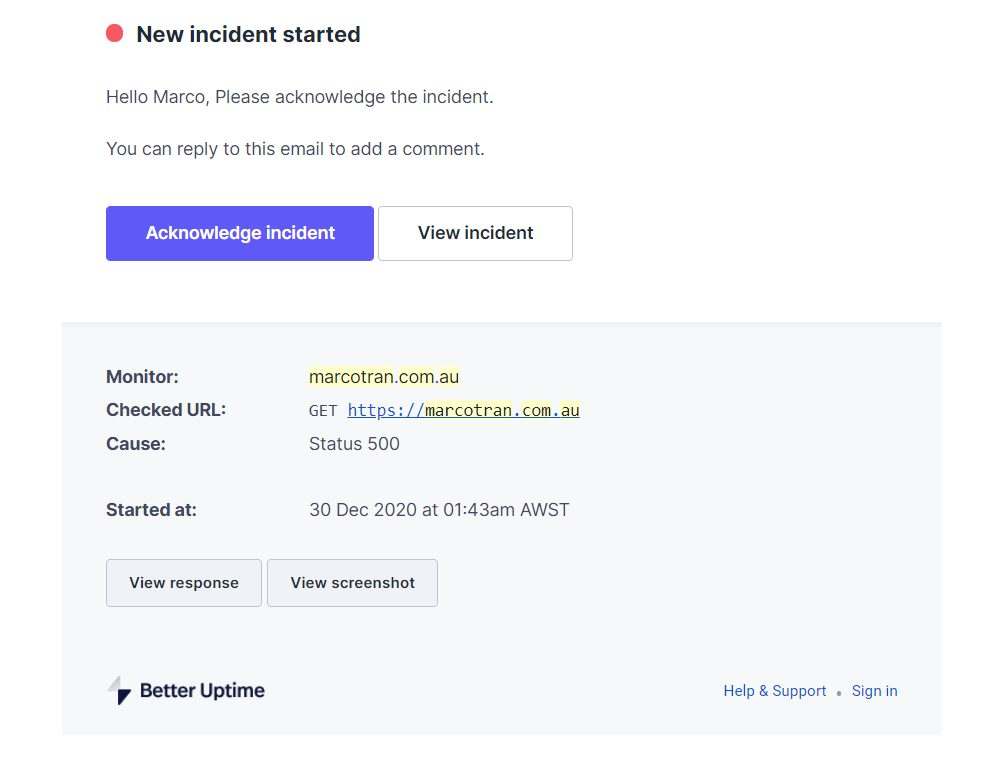 WEBSITE MONITORING AND STATUS PAGES Better Uptime Incident Email The Simple Entrepreneur