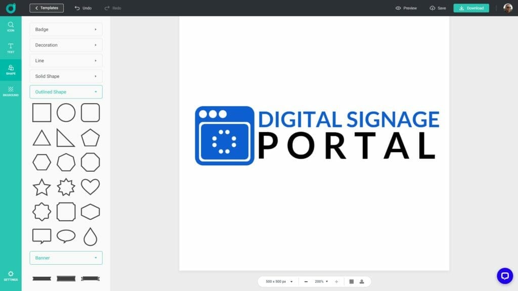 DesignEVO Logo Creator example digital signage portal shape The Simple Entrepreneur