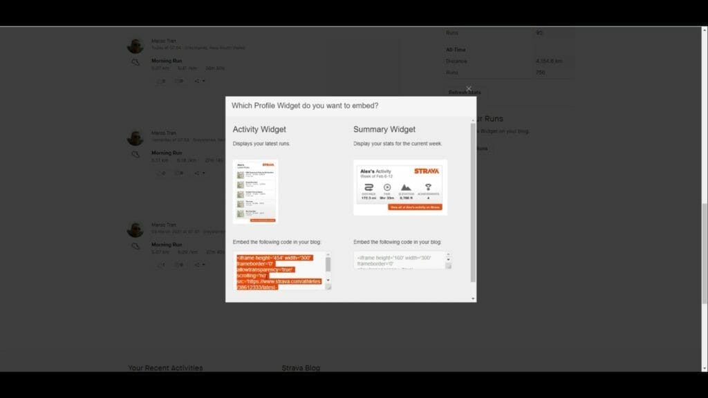 HOW TO ADD STRAVA WIDGET TO A WEBSITE Strava Dashboard Profile Share My Runs iFrame Code The Simple Entrepreneur
