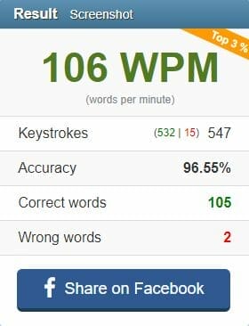 Improving My Typing Speed Typing Test The Simple Entrepreneur result