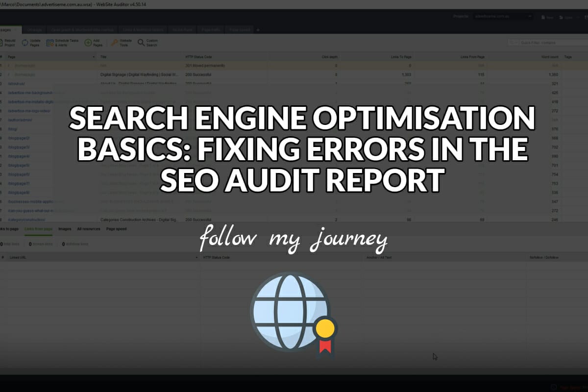 SEARCH ENGINE OPTIMISATION BASICS FIXING ERRORS IN THE SEO AUDIT REPORT The Simple Entrepreneur header