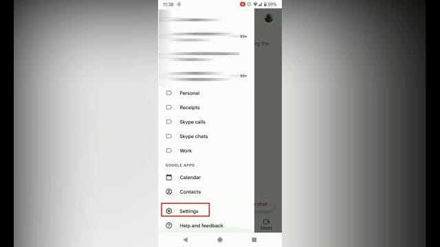 HOW TO REMOVE GMAIL CHAT AND ROOMS TABS ON MOBILE AND BROWSER Mobile App settings bottom