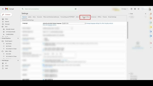HOW TO REMOVE GMAIL CHAT AND ROOMS TABS ON MOBILE AND BROWSER Web Browser panel settings all settings meet and chat