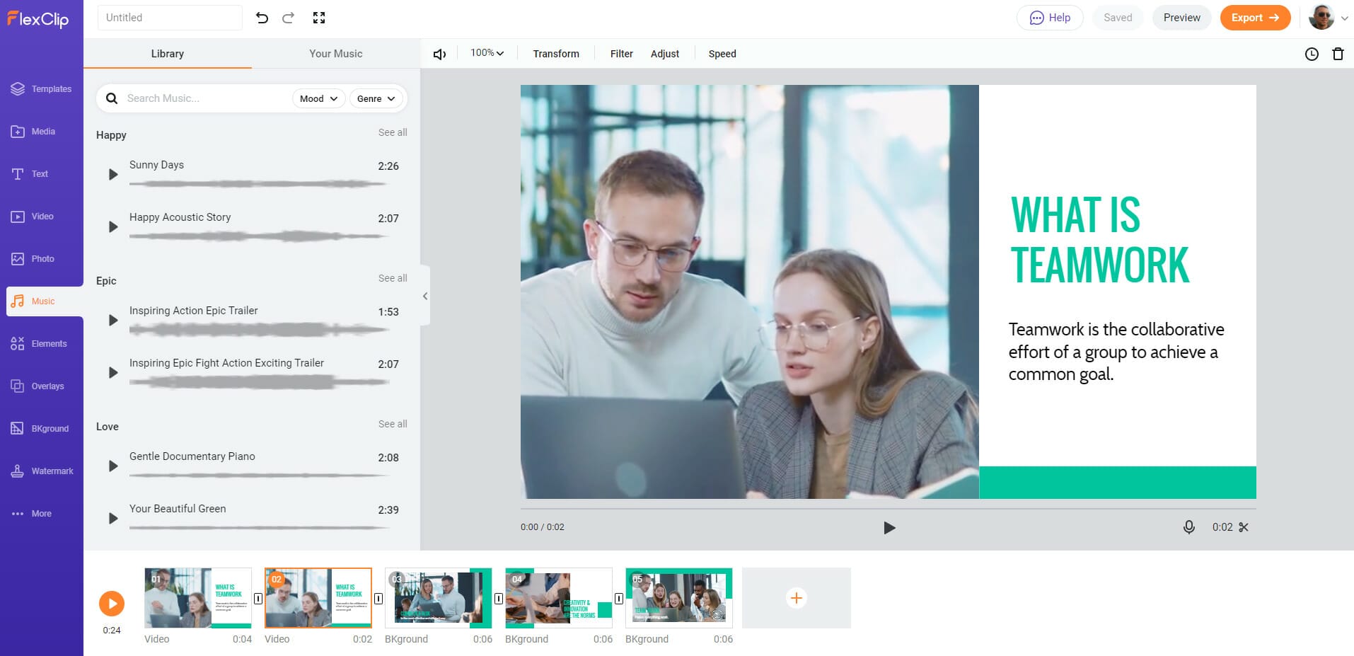 FlexClip Online Video Maker Music