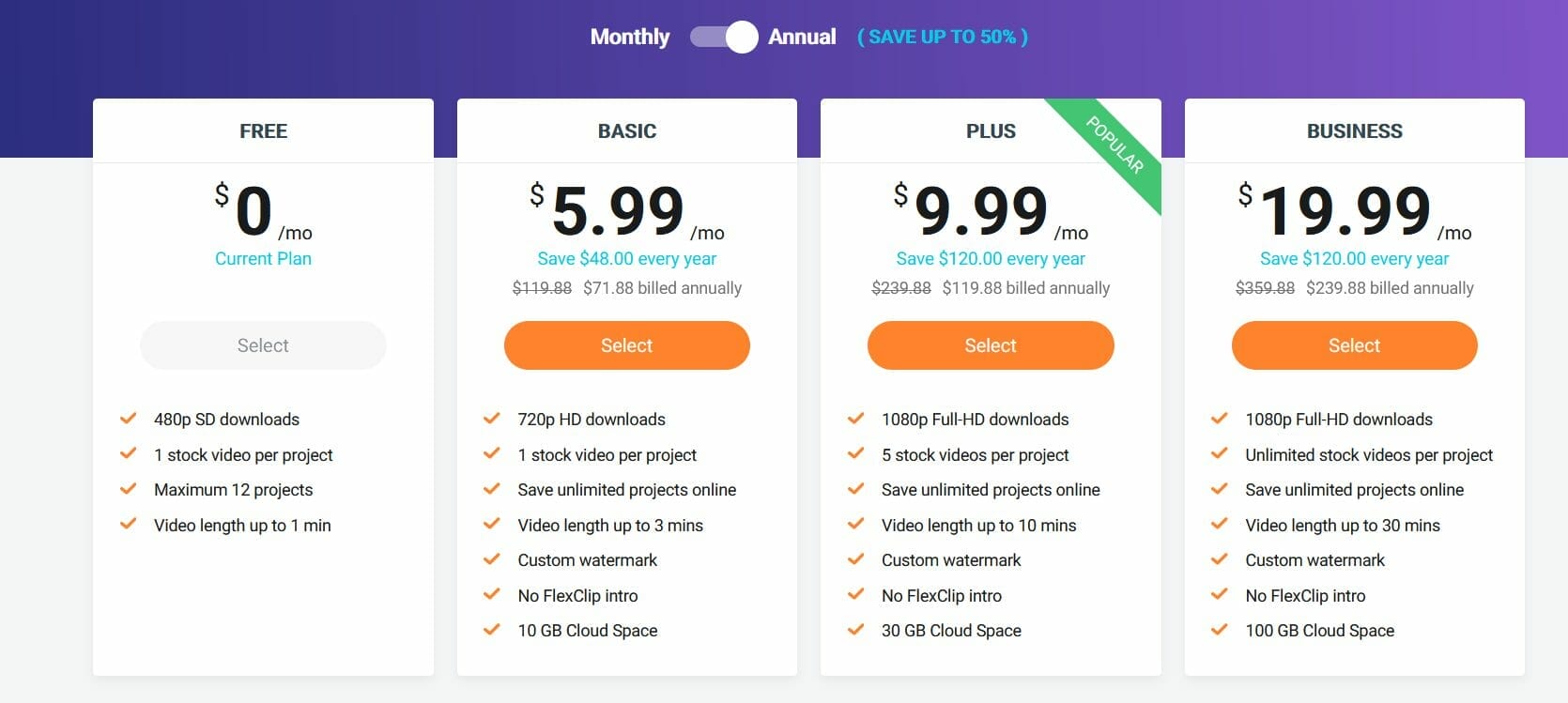 FlexClip Online Video Maker Pricing