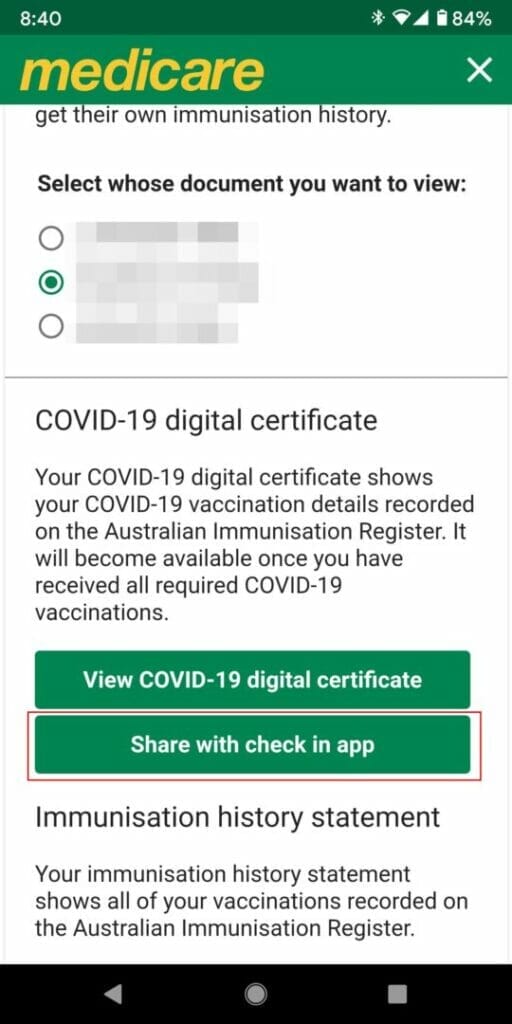 HOW TO ADD THE COVID 19 DIGITAL CERTIFICATE TO THE SERVICE NSW APP share with checkin app