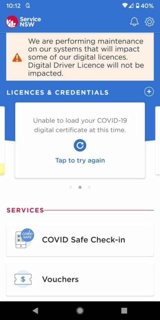 HOW TO ADD THE COVID 19 DIGITAL CERTIFICATE TO THE SERVICE NSW APP tap to retry
