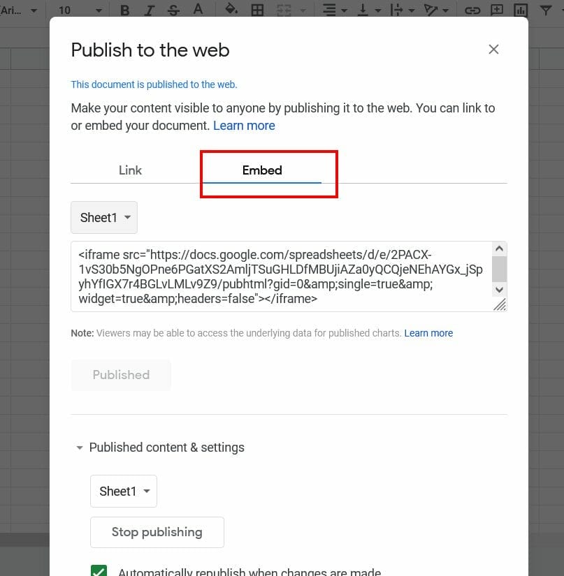 HOW TO EMBED A GOOGLE SHEET OR DOC ON A WEBSITE Google Sheet embed iframe