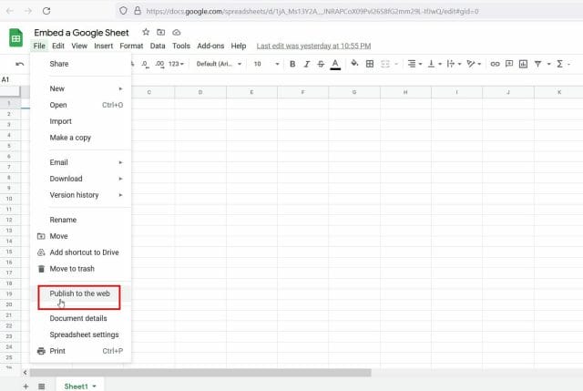 HOW TO EMBED A GOOGLE SHEET OR DOC ON A WEBSITE Google Sheet publish to web
