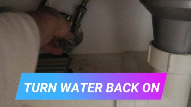 HOW TO REPLACE THE FILTERS IN A 3 STAGE WATER FILTER SYSTEM turn water back on 1