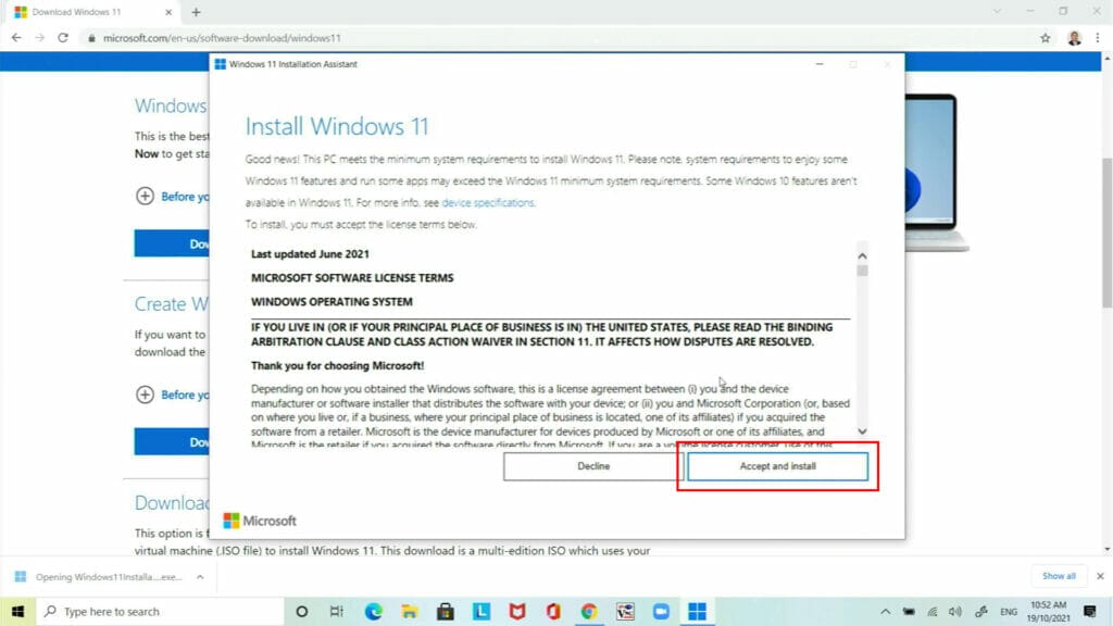 HOW TO UPGRADE TO WINDOWS 11 EASY TO FOLLOW METHODS Windows 11 Installation Assistant Accept and Install