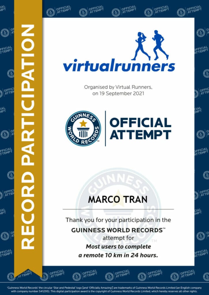 I HAVE A GUINNESS WORLD RECORD strava runs certificate