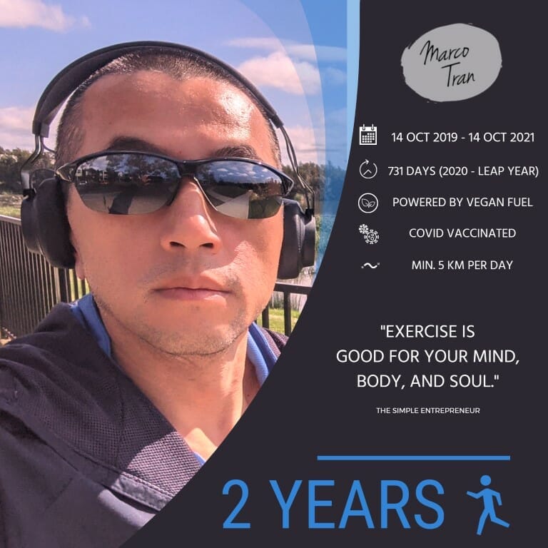 Marco Tran 2 years running at least 5km per day square
