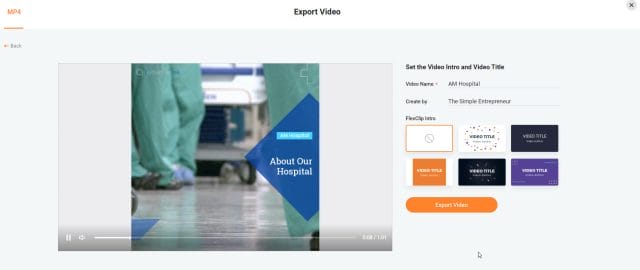 USING FLEXCLIP TO CREATE PROFESSIONAL VIDEOS dashboard hospital customise export video intro and video title