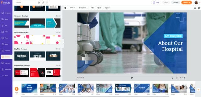 USING FLEXCLIP TO CREATE PROFESSIONAL VIDEOS dashboard hospital customise overlays 1