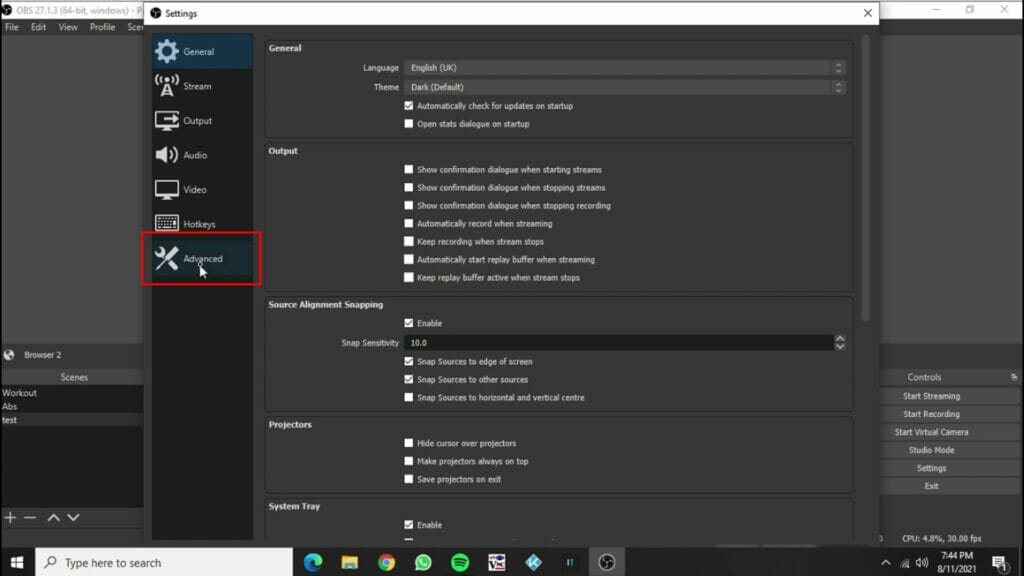HOW TO FIX OBS BROWSER SOURCE NOT DISPLAYING Settings Advanced Tab