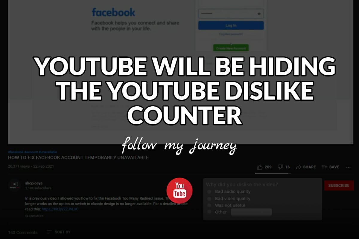 YOUTUBE WILL BE HIDING THE YOUTUBE DISLIKE COUNTER header