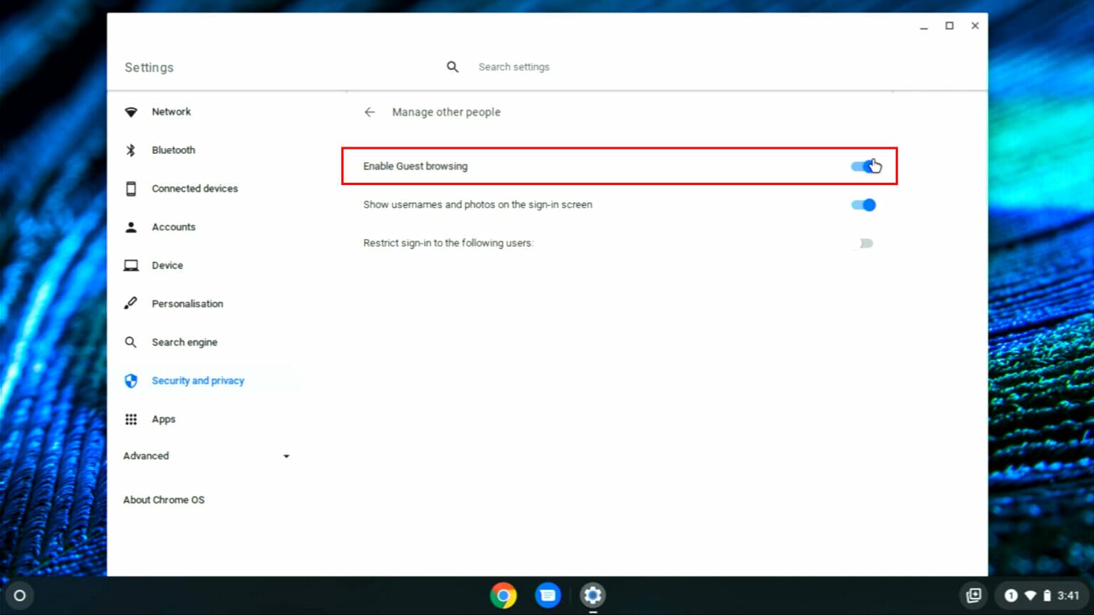 HOW TO DISABLE CHROMEBOOK GUEST BROWSING