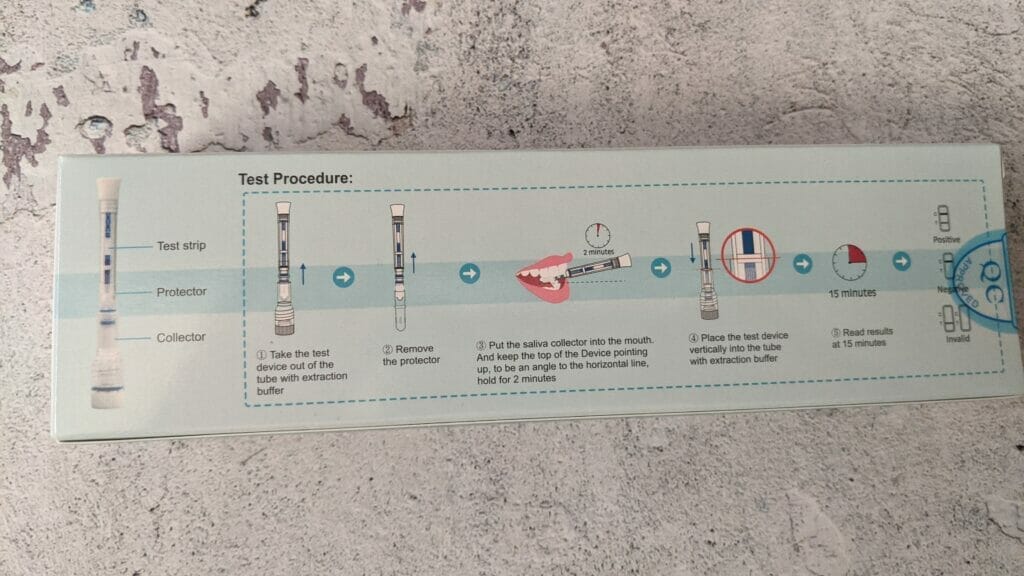 I DID THE COVID 19 ANTIGEN SALIVA TEST KIT ECOTEST box instructions