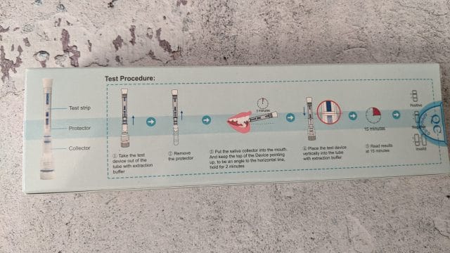 I DID THE COVID 19 ANTIGEN SALIVA TEST KIT ECOTEST box instructions