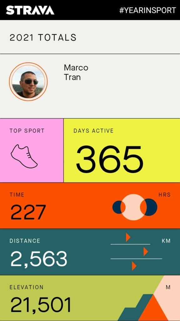 ANNUAL REVIEW 2021 AND GOALS FOR 2022 strava snapshot 2021