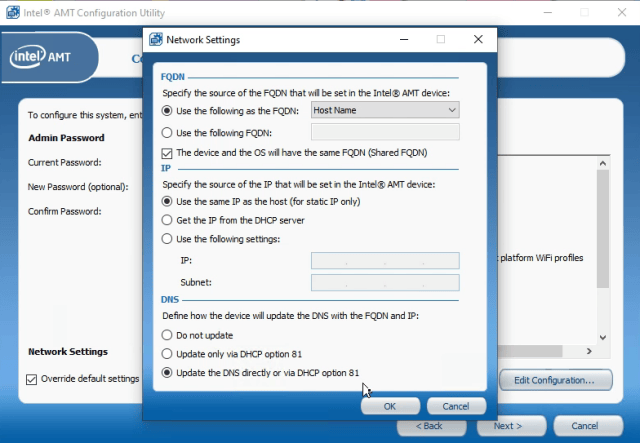 USING THE INTEL SETUP AND CONFIGURATION SOFTWARE FOR INTEL AMT ACUWizardInstaller network settings configuration