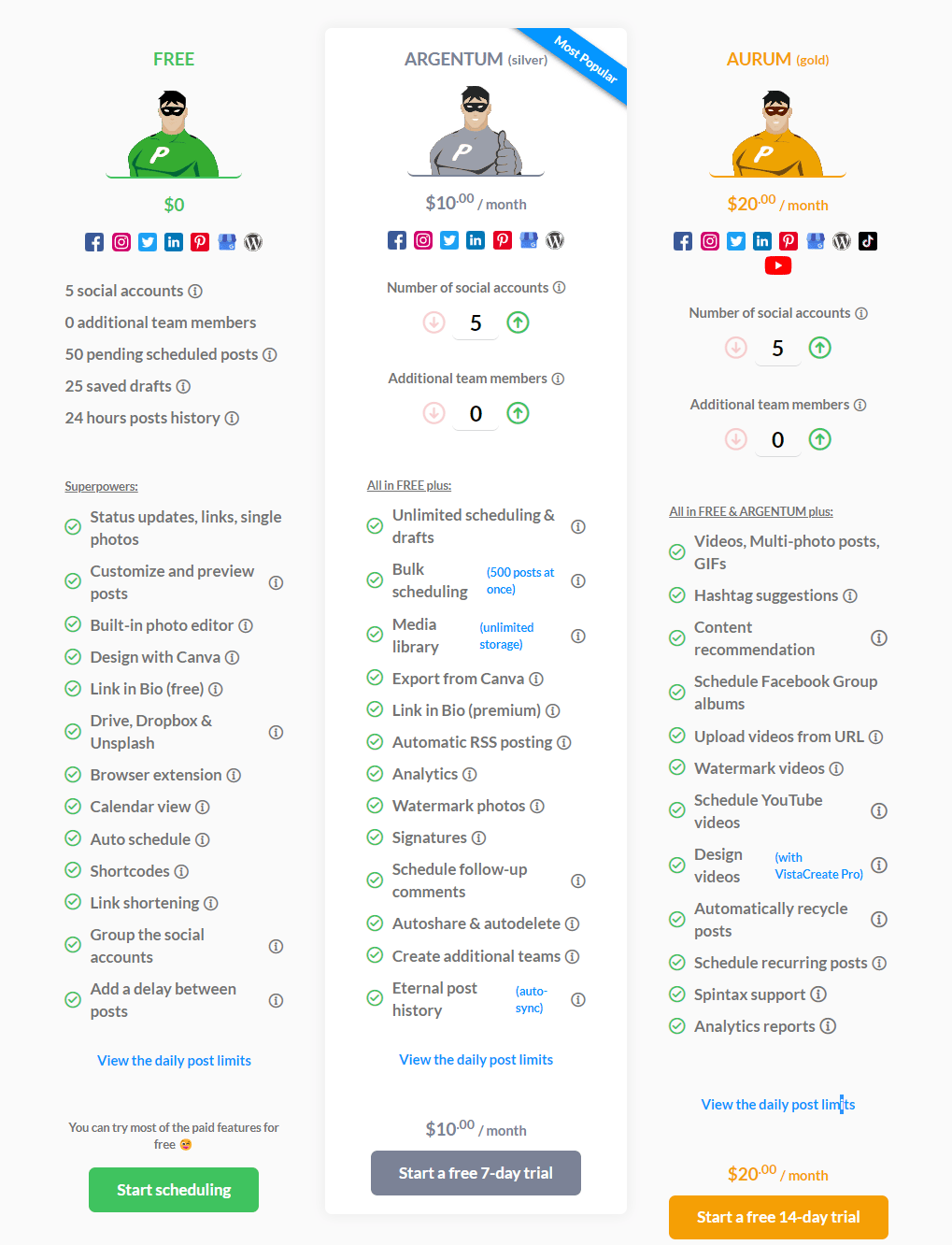 Tools Publer Social Media Pricings