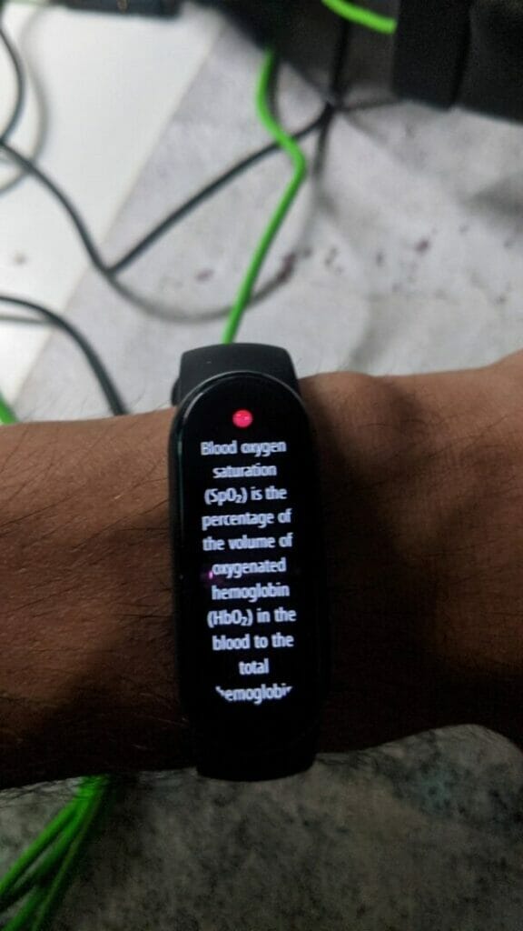 No longer covid free Spo2 reading Xiaomi Band 6 description