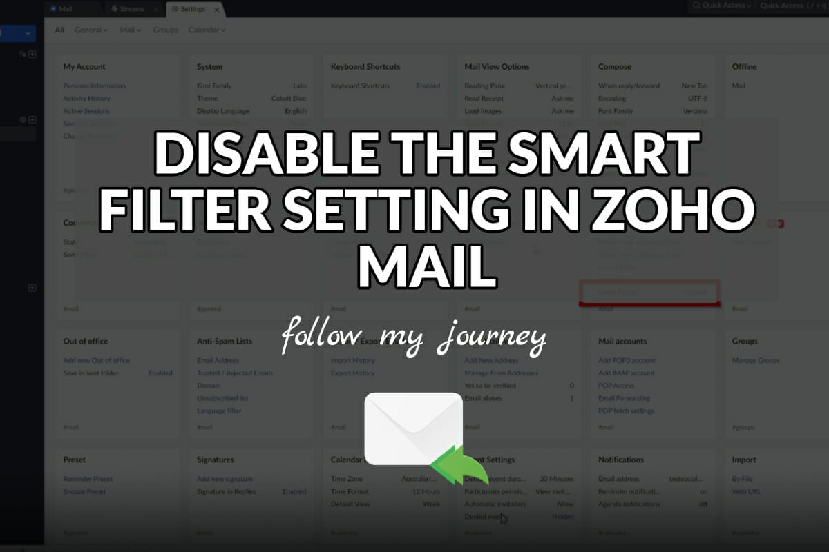 DISABLE THE SMART FILTER SETTING IN ZOHO MAIL header