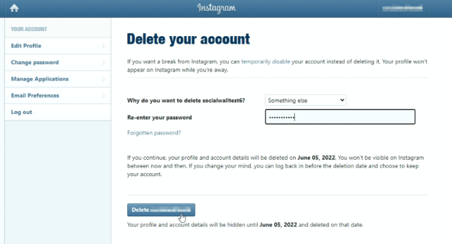 HOW TO DELETE BACKUP DISABLE YOUR INSTAGRAM ACCOUNT delete account delete button