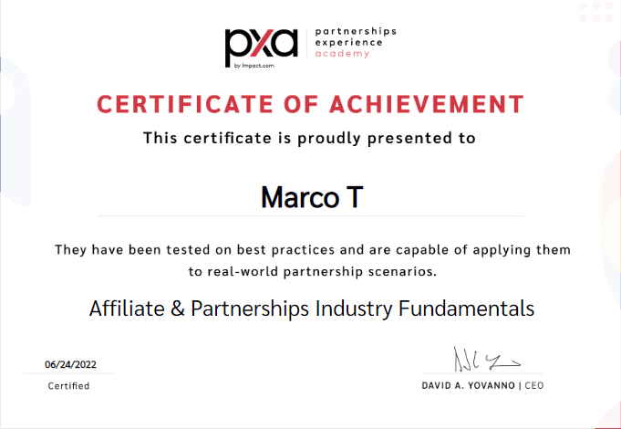 CERTIFICATION EXAM Affiliate Partnerships Industry Fundamentals Partners