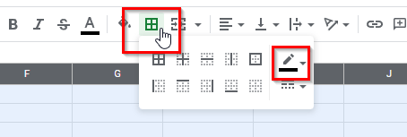 How to remove gridlines in Google Sheets border icon