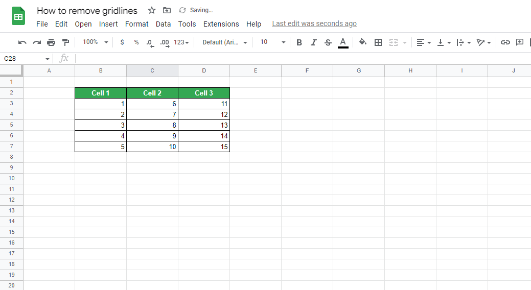 HOW TO REMOVE GRIDLINES IN GOOGLE SHEETS