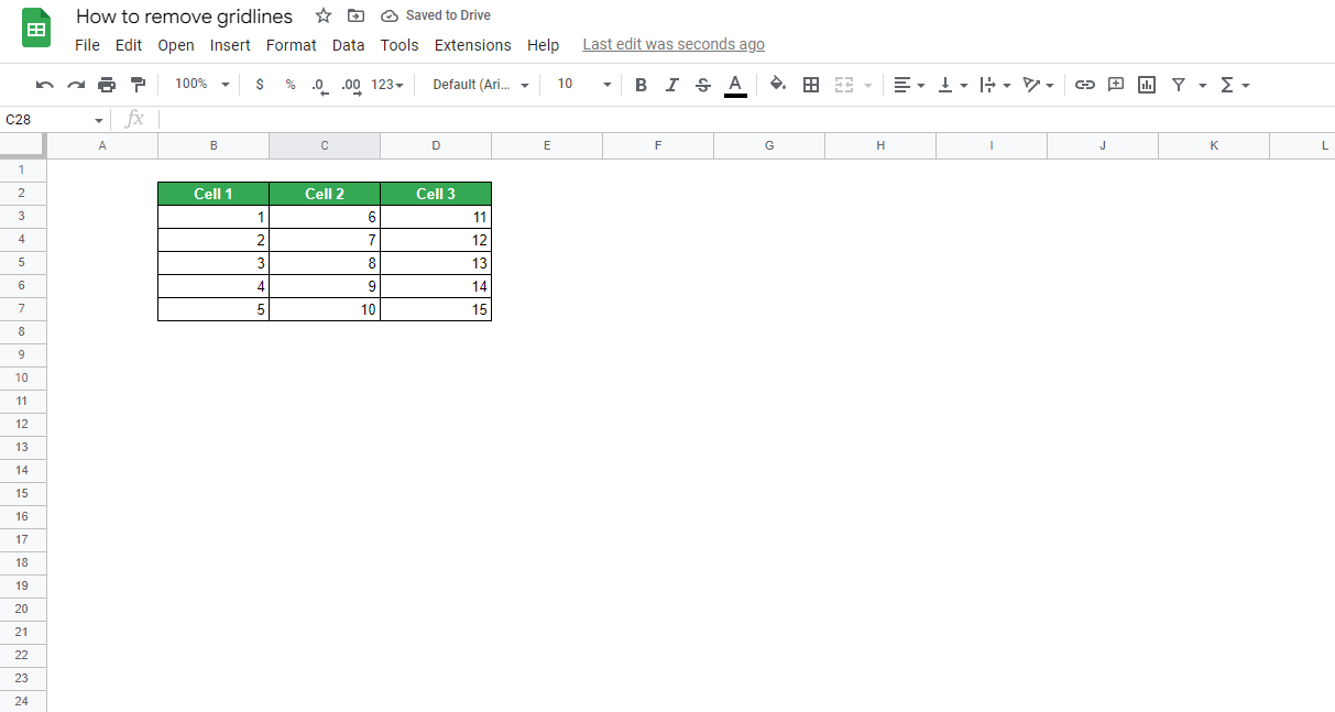 HOW TO REMOVE GRIDLINES IN GOOGLE SHEETS