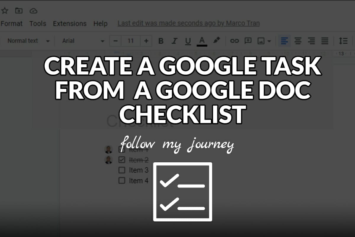 CREATE A GOOGLE TASK FROM A GOOGLE DOC CHECKLIST header