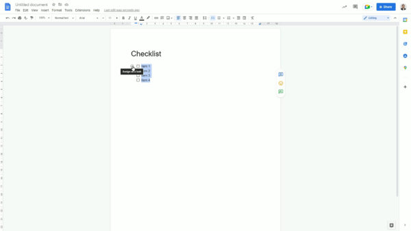 CREATE A GOOGLE TASK FROM A GOOGLE DOC CHECKLIST