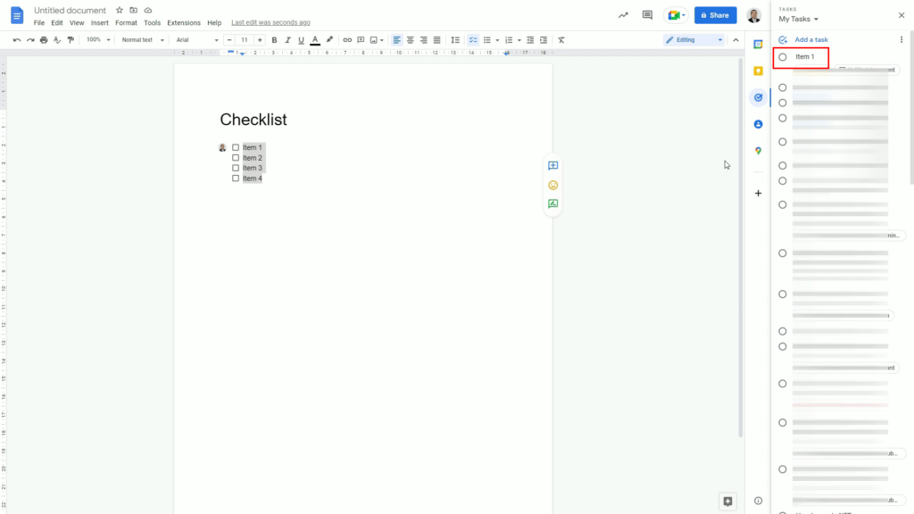 HOW TO CREATE A GOOGLE TASK FROM A GOOGLE DOC CHECKLIST completed tasks in checklist 11